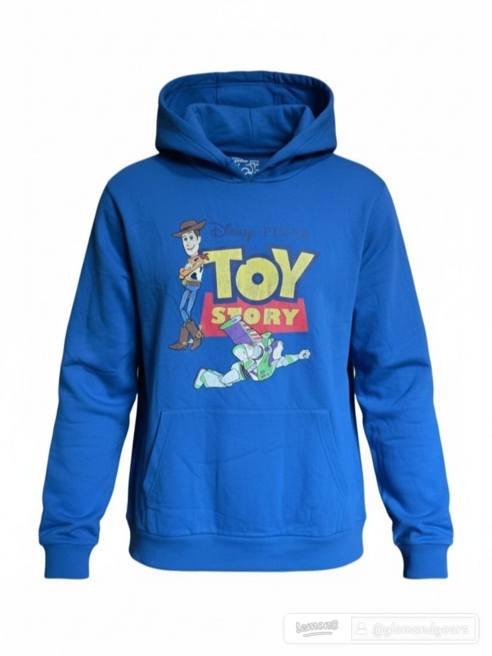 Disney Toy Story Hoodie Blue Woody Buzz Lightyear Graphic Sweatshirt Adult Large